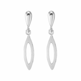  Boucles d oreilles pendantes Or Blanc Motif forme navette Longueur : 2,5cm 