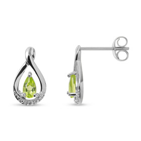  Boucles d oreilles Pendantes Or blanc 375 Péridot Diamant Boucles d oreilles Or blanc 375 (9 carats) Motif serti d une pi...