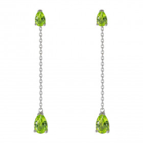 Boucles d oreilles Pendantes Or Blanc 375 Péridot taille poire Péridot taille poire 4x3mm contre l oreille 6x4mm partie ba...