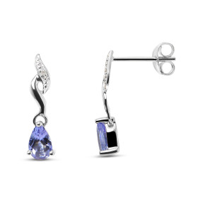  Boucles d oreilles Pendantes Or blanc 375 Tanzanite Diamant Boucles d oreilles Or blanc 375 (9 carats) Motif serti d un d...