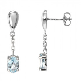  Boucles d oreilles pendantes Or Blanc 750 Aigues Marines Ovales 7x5mm Aigues Marines ovales 7x5mm (2x0,65 carat) Serti à ...