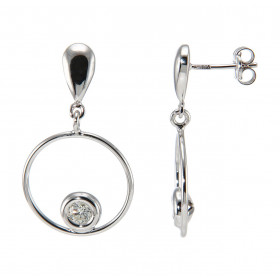  Boucles d oreilles pendantes Or Blanc 750 Diamants Pierres rondes 3.5mm diamètre Poids total des Diamants : 0.26 carat Qu...