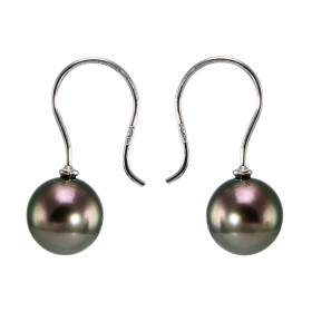  Boucles d oreilles pendantes Or blanc 750 perles Tahiti Diamètre des perles : 8 à 8.5mm Qualité des perles : A Système fe...