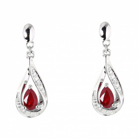  Boucles d oreilles Pendantes Or Blanc 750 Rubis poire 5x3mm Diamants Rubis taille poire mesurant 5x3mm pesant 0.25 carat ...
