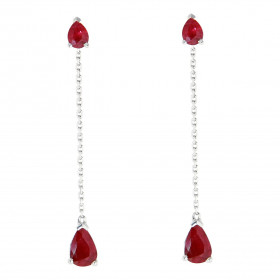 Boucles d oreilles Pendantes Or Blanc 750 Rubis taille poire Rubis taille poire 4x3mm contre l oreille 6x4mm partie basse ...