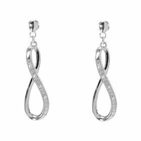 Boucles d'oreilles pendantes Or Blanc 750 signe infini et diamants