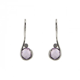 Boucles d oreilles Or Blanc 750 Améthyste Diamant Ces boucles sont serties d améthystes rondes 6mm diamètre Un petit diama...