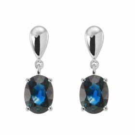  Boucles d oreilles pendantes Or Blanc Saphir Ces boucles sont serties saphirs ovales Les pierres mesurent 8x6mm pèsent 1,...