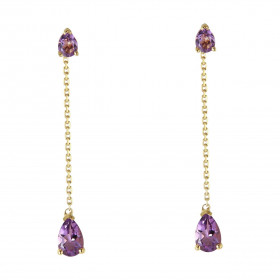 Boucles d oreilles Pendantes Or Jaune 375 Améthyste taille poire Améthyste taille poire 4x3mm contre l oreille 6x4mm parti...