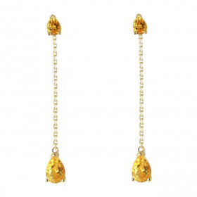 Boucles d'oreilles Pendantes Or Jaune 375 Citrine taille poire