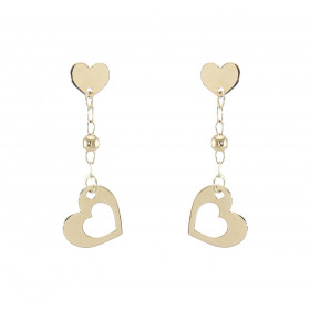 Boucles d oreilles or jaune 375 composées d un coeur suspendu à une chaînette 1cm Système d attache : poussette belge Long...