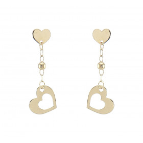 Boucles d'oreilles pendantes or jaune 375 coeurs