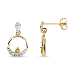 Boucles d oreilles Pendantes Or jaune 375 Citrine Boucles d oreilles Or jaune 375 (9 carats) Motif rond serti d une petite...
