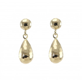 Boucles d oreilles or jaune 375 forme goutte facettée Système d attache : poussette belge Longueur : 20mm Largeur : 7mm