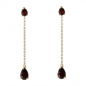 Boucles d oreilles Pendantes Or Jaune 375 Grenat taille poire Grenat taille poire 4x3mm contre l oreille 6x4mm partie bass...