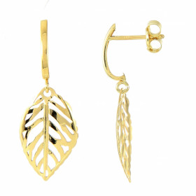  Boucles d oreilles pendantes Or Jaune 375 Motifs Feuilles Dimensions d une boucle vue face : 26x9 mm Système fermeture : ...