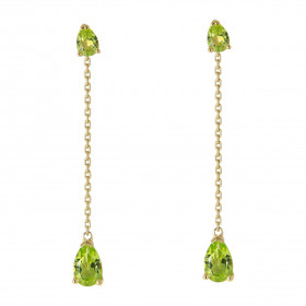 Boucles d oreilles Pendantes Or Jaune 375 Péridot taille poire Péridot taille poire 4x3mm contre l oreille 6x4mm partie ba...