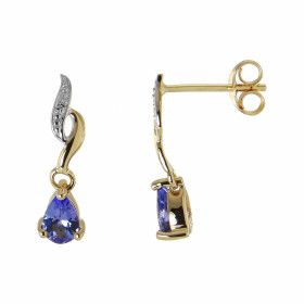  Boucles d oreilles Pendantes Or jaune 375 Tanzanite Diamant Boucles d oreilles Or jaune 375 (9 carats) Pierre taille poir...