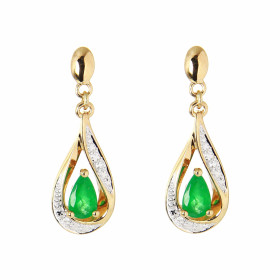  Boucles d oreilles Pendantes Or Jaune 750 Emeraude poire 5x3mm Diamants Emeraude taille poire mesurant 5x3mm pesant 0.25 ...