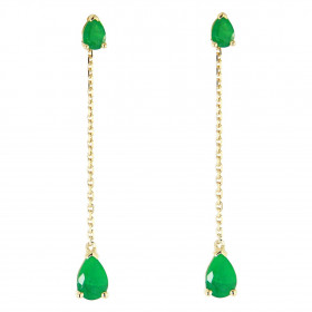 Boucles d oreilles Pendantes Or Jaune 750 Emeraude taille poire Emeraude taille poire 4x3mm contre l oreille 6x4mm partie ...