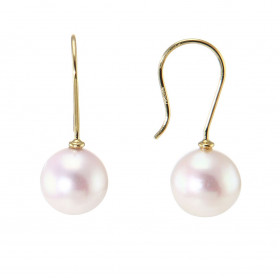  Boucles d oreilles pendantes Or Jaune 750 Perles Akoya 8.5-9mm Longueur : 23mm Perles rondes 8.5 à 9mm diamètre Perles Gr...