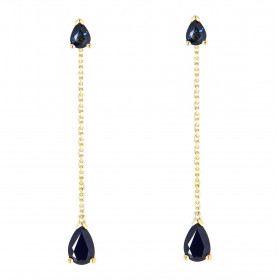 Boucles d oreilles Pendantes Or Jaune 750 Saphir taille poire Saphir taille poire 4x3mm contre l oreille 6x4mm partie bass...