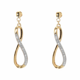 Boucles d'oreilles pendantes Or Jaune 750 signe infini et diamants