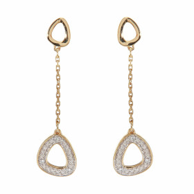 Boucles d'oreilles pendantes Or Jaune 750/1000 composées d'un triangle arrondi serti de 3 petits diamants et une chaînette...