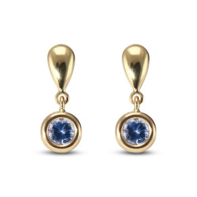  Boucles d oreilles pendantes Or Jaune Saphir Ses boucles sont serties 2 saphirs Ceylan ronds 4,5mm Longueur : 19mm Poids ...