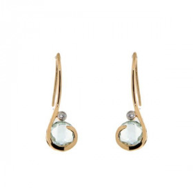 Boucles d oreilles Or Jaune 750 Topaze Bleue Traité Diamant Ces boucles sont serties topazes rondes 6mm diamètre Un petit ...
