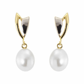 Boucles d oreilles 2 Ors Perle culture Longueur : 23mm Dimensions des perles : 10x7mm 