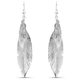 boucles d'oreilles plumes argent