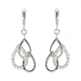 Boucles d oreilles Pendantes Poires entrelacées Argent 925 Rhodié Oxydes Motifs composés poires entrelacées sertis d oxyde...