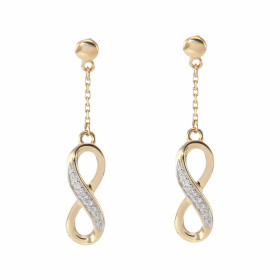 Boucles d oreilles pendantes signe infini diamants Or Jaune 750 Boucles d oreilles pendantes composées d un signe infini s...