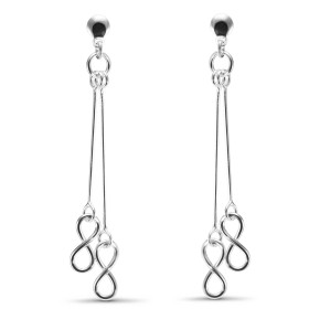  Boucles d oreilles argent pendantes chaines maille serpent au bout deux motifs signe infini Dimension motif : 6x13 mm Lon...
