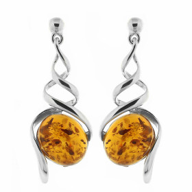 Boucles d oreilles Tourbillons Ambre Argent 925 Boucles d oreilles Argent 925 Ambre couleur cognac Ambres taillées ovales ...
