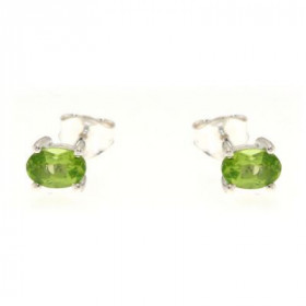 Boucles d oreilles Argent 925 Péridot serties pierres ovales 6x4mm 