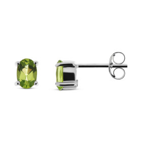 Puces d oreilles Péridot Or Blanc 375 Ces boucles sont serties pierres ovales 6x4mm La fermeture effectue par un système c...