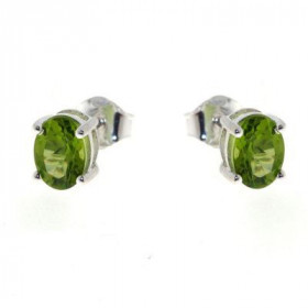 Boucles d oreilles Argent 925 Péridot serties pierres 7 x 5 mm 