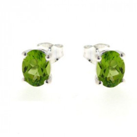 Boucles d oreilles Argent 925 Péridot serties pierres ovales 8x6mm 