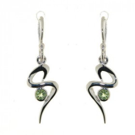 Boucles d oreilles Argent 925 Péridot serties pierres 6.5mm diamètre Longueur : 20 mm 