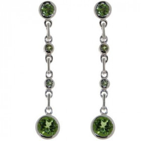 Boucles d oreilles Argent 925 Péridot pendantes, longueur : 42mm
