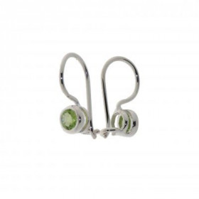 Boucles d oreilles Argent 925 Péridot serties pierres 4mm, longueur : 16mm