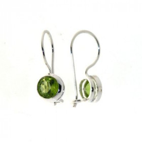 Boucles d oreilles Argent 925 Péridot pendantes serties pierres 6mm Longueur : 19mm