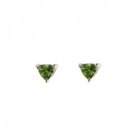 Boucles d oreilles Argent 925 Péridot serties pierres taille trillion 4mm