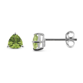 Puces d oreilles Péridot Or Blanc 375 Ces boucles sont serties pierres triangulaires 5x5mm les Péridots sont maintenues pa...
