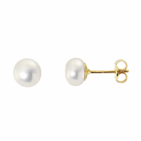 Boucles d'oreilles avec perles de culture blanches. Chaque perle mesure 6.5mm de diamètre, elles sont fixées sur une tige ...