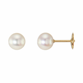  Boucles d oreilles Or Jaune Perles blanches d eau douce Diamètre des perles : 7mm Système sécurité ALPA 