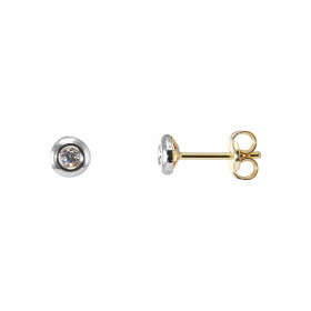  Boucles d oreilles Oxyde zirconium Monture Or Jaune 375/1000 Rhodié Diamètre du motif Or : 4,2mm Diametre des Oxydes : 2mm 