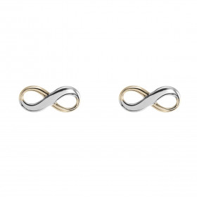 Boucles d'oreilles puces 2 ors 375 signe de l'infini. Dimension de la puce : 4x10mm